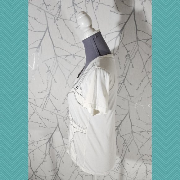 Diesel White Abstract Artsy Line Drawing Round Neck Tee - Picture 3 of 5